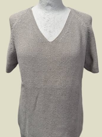 Pulli “ Chelsea Rose “ Größe 38 in Taupe/Silber/Lurex 51% Baumwolle 43% Leinen
