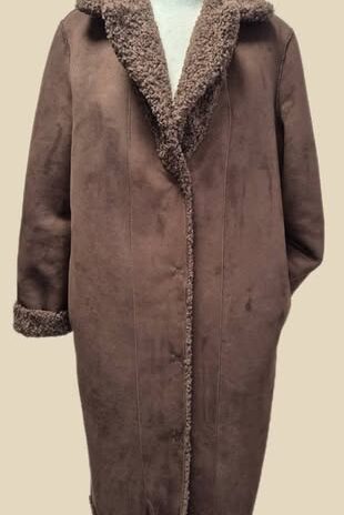 Wendemantel “ Made in Italy “ Größe 36/38 in Schokobraun/Waschleder/Webpelz