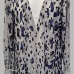 Longcardigan “ Jette Joop “ Größe 40/42 in Hellgrau/Schwarz/Royalblau/Animalprint gemustert 100% Merinowolle