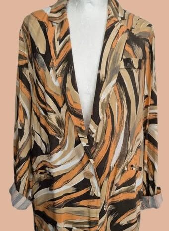 Blazer “ Jones “ Größe 38 in Olivgrün/Peach/Beige gemustert NEU! 100% Viscose