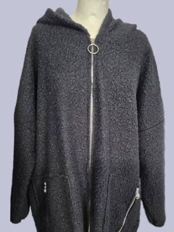 Mantel mit Kapuze “ Made in Italy “ Größe OS (44-46/48) in Dunkelblau 35% Viscose