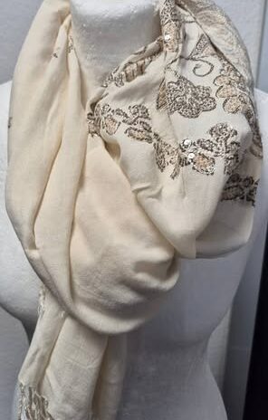 Schal “ Jones “ in Beige/Braun/Camel bestickt 100% Viscose