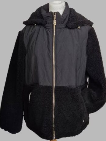 Jacke mit Kapuze “ Liu-Jo “ Größe 38 in Schwarz/Webpelz (Kapuze abnehmbar)