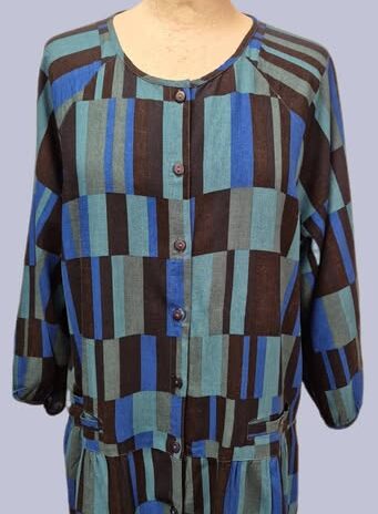 Blusenjacke “ Gudrun Sjöden “ Größe 38/40 in Petrol/Royalblau/Schwarz gemustert NEU! 80% Viscose 20% Leinen
