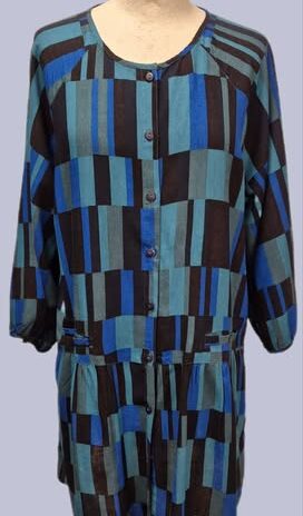 Blusenjacke “ Gudrun Sjöden “ Größe 38/40 in Petrol/Royalblau/Schwarz gemustert NEU! 80% Viscose 20% Leinen
