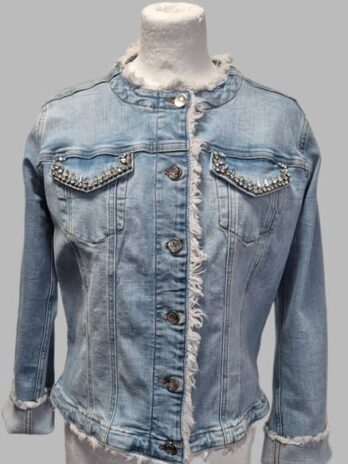 Jeansjacke “ Liu-Jo “ Größe 36/38 in Hellblau/Straßsteine bestickt 98% Baumwolle