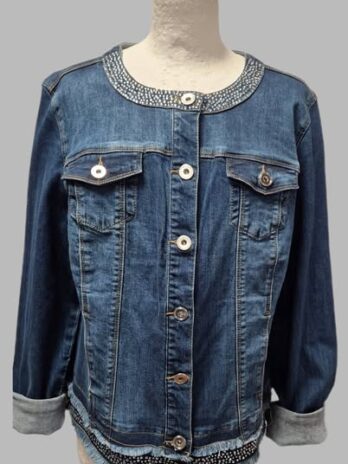 Jeansjacke “ Creation L “ Größe 40 in Blau/Straßsteine bestickt 99% Baumwolle