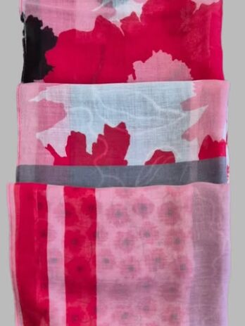 Schal “ Esprit “ in Rot/Hellgrau/Rosa floral gemustert