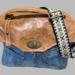 Tasche “ Levis “ in Jeansblau/Cognac breiter Trageriemen Breite ca 43cm Höhe ca 35cm